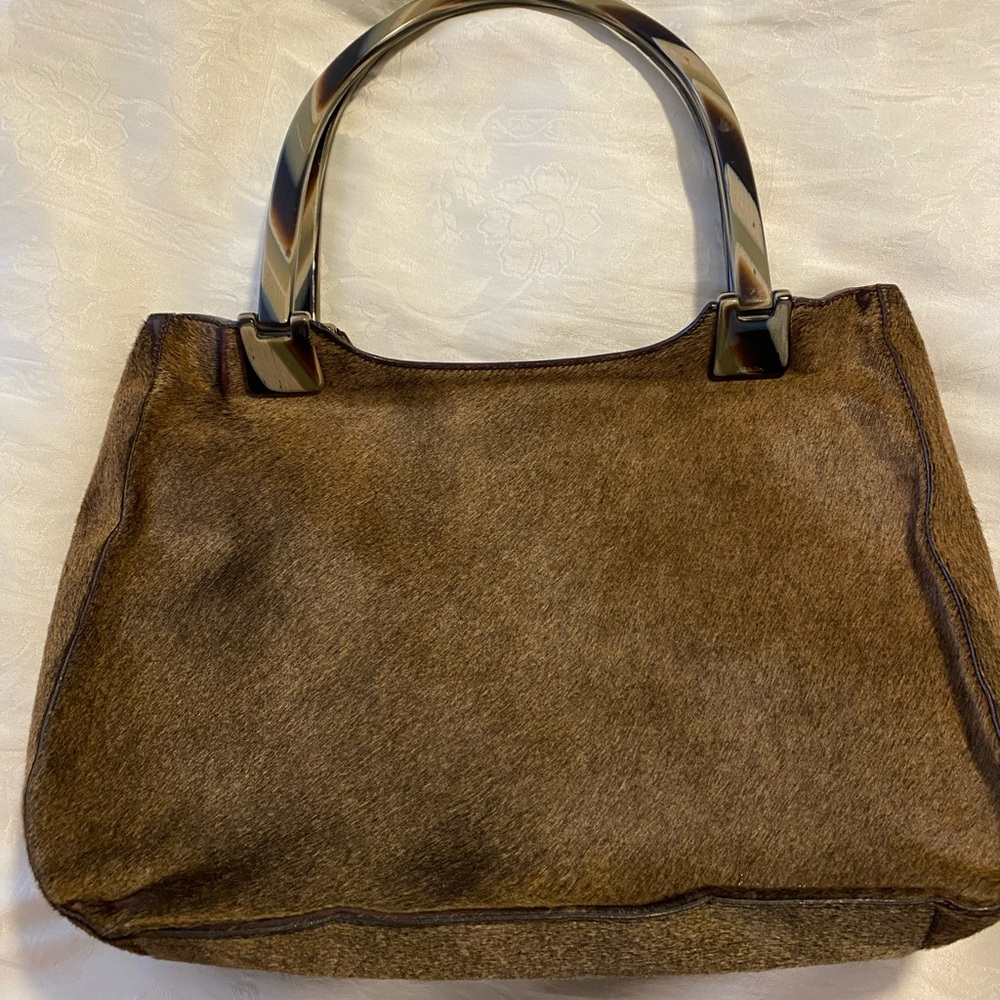 Prada Brown Shoulder Bag Calf Hair